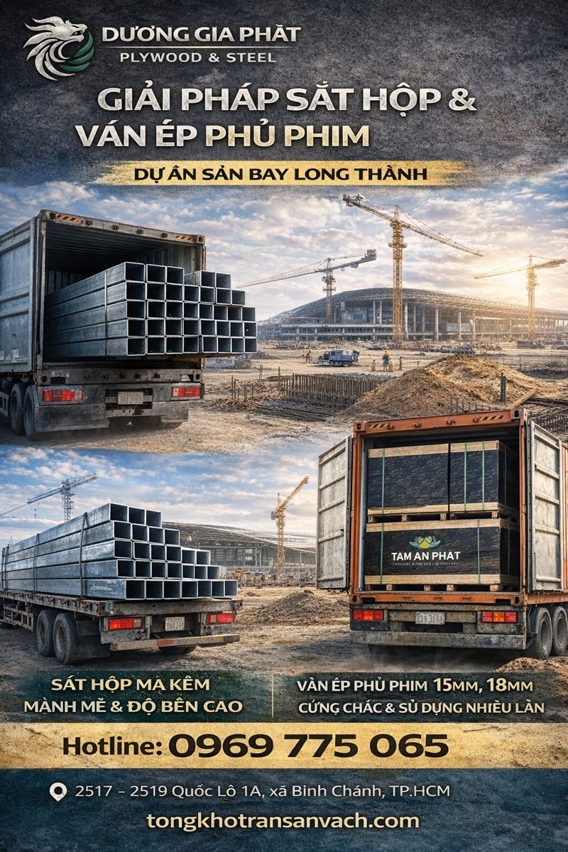 Cung Cấp Tấm xi Măng Duraflex và Sắt Hộp Ma Kẽm Dự Án Sân Bay Long Thành