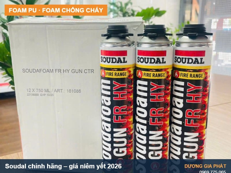 Foam PU Soudal, foam chống cháy và keo trám chống cháy Firecryl FR: chọn loại nào, giá bao nhiêu?