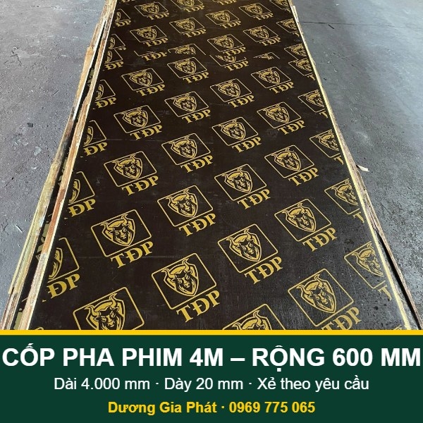 Cốp Pha Phim 4M Rộng 600mm Dày 20mm