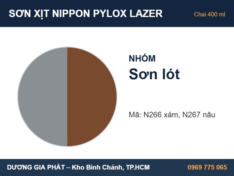 Sơn Xịt Lót Nippon Pylox Lazer N266 Xám, N267 Nâu 400ml