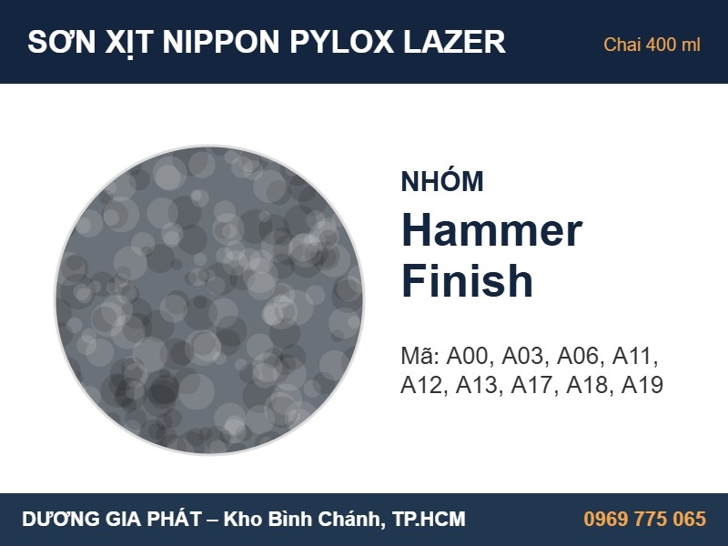 Sơn Xịt Nippon Pylox Lazer Hammer Finish Hiệu Ứng Hoa Văn (A00–A19) 400ml
