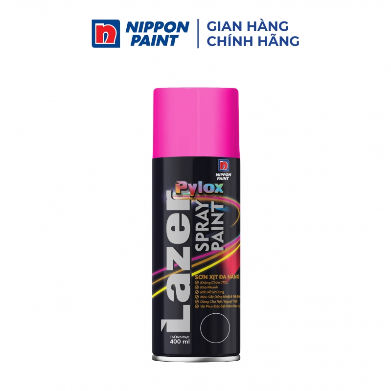 Sơn Xịt Nippon Pylox Lazer Màu 1002 Pink (Hồng phản quang) 400ml
