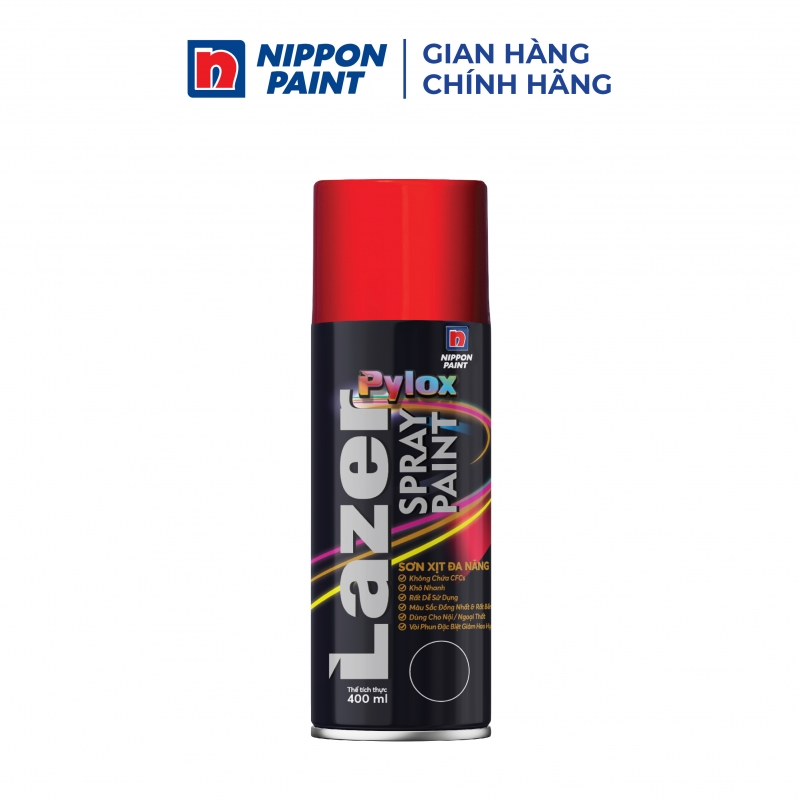 Sơn Xịt Nippon Pylox Lazer Màu 137 Deep Red (Đỏ đậm) 400ml