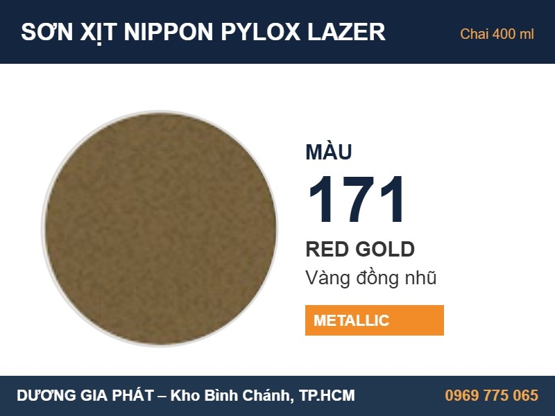 Sơn Xịt Nippon Pylox Lazer Màu 171 Red Gold (Vàng đồng nhũ) 400ml
