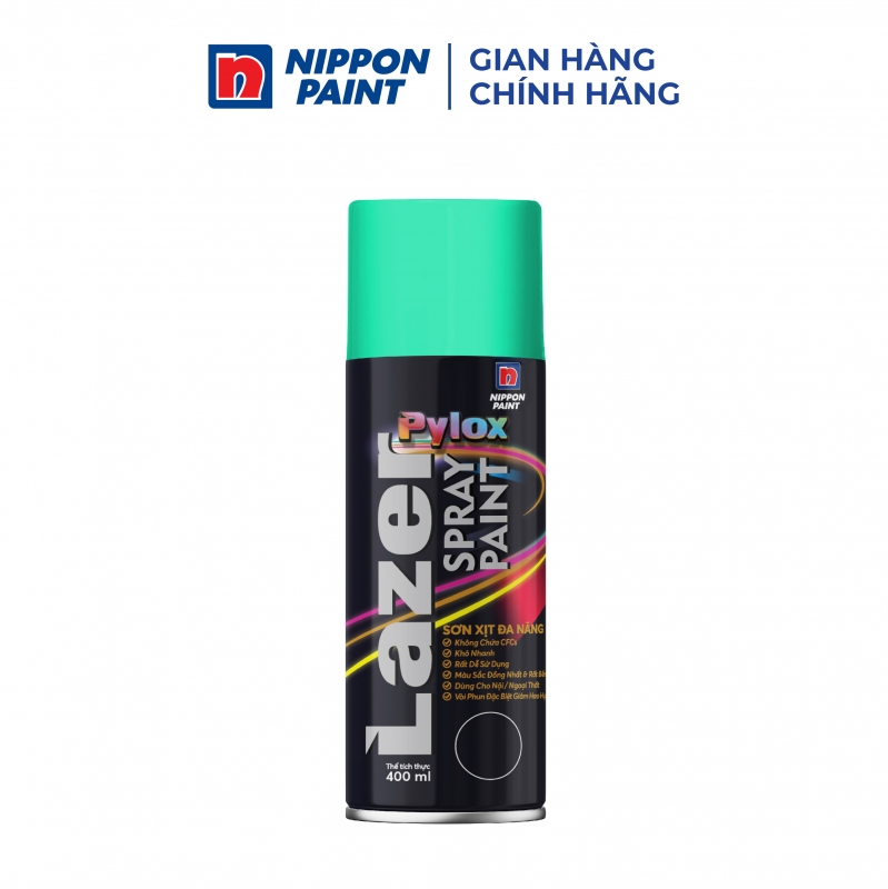 Sơn Xịt Nippon Pylox Lazer Màu 27 Leaf Green (Xanh lá) 400ml