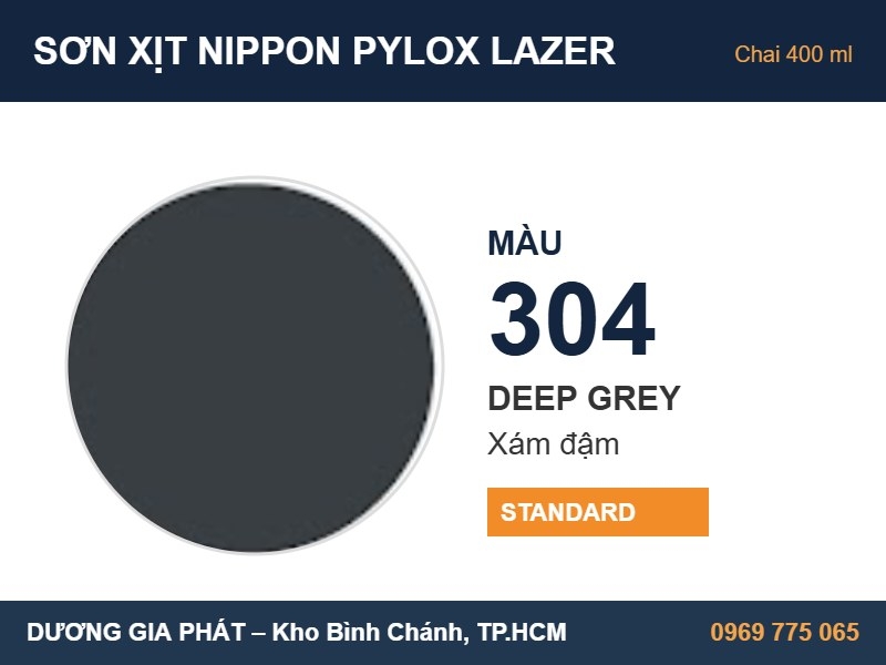 Sơn Xịt Nippon Pylox Lazer Màu 304 Deep Grey (Xám đậm) 400ml