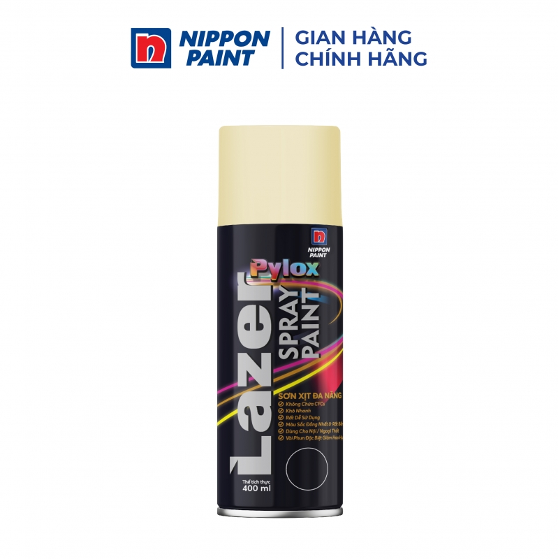 Sơn Xịt Nippon Pylox Lazer Màu 315 Grain Yellow (Vàng kem) 400ml