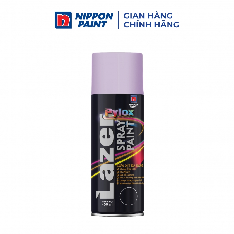Sơn Xịt Nippon Pylox Lazer Màu 325 Light Violet (Tím nhạt) 400ml