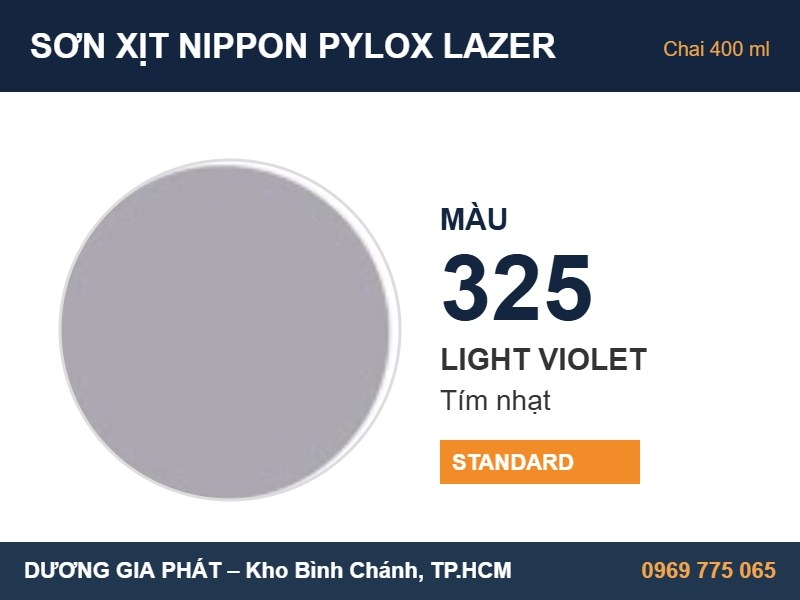 Sơn Xịt Nippon Pylox Lazer Màu 325 Light Violet (Tím nhạt) 400ml