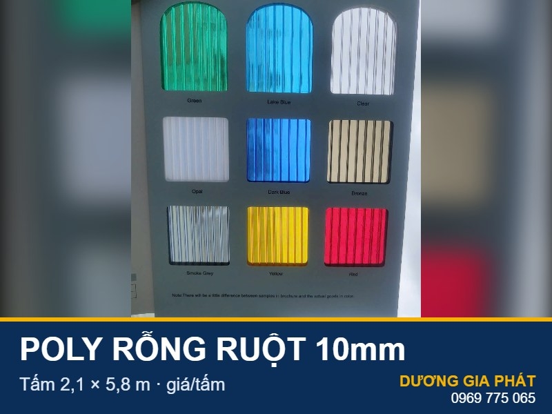 Tấm Poly Rỗng Ruột Solarlight 10mm 2,1 x 5,8m