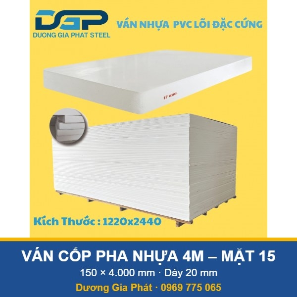 Ván Cốp Pha Nhựa Dài 4 Mét Mặt 15 (150mm)