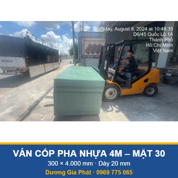 Ván Cốp Pha Nhựa Dài 4 Mét Mặt 30 (300mm)