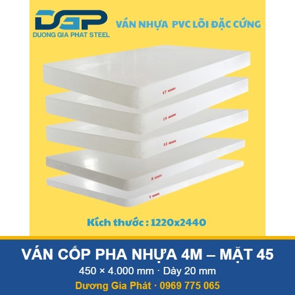 Ván Cốp Pha Nhựa Dài 4 Mét Mặt 45 (450mm)