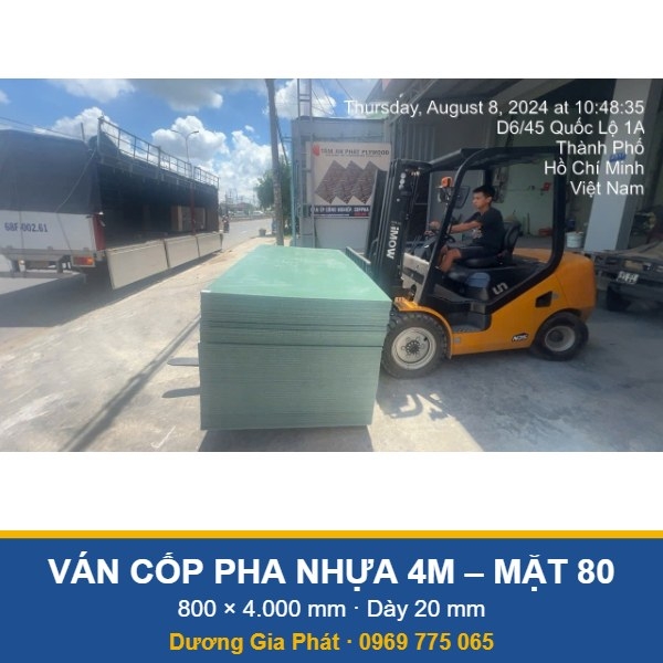 Ván Cốp Pha Nhựa Dài 4 Mét Mặt 80 (800mm)