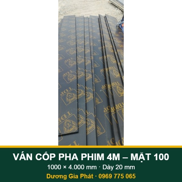 Ván Cốp Pha Phim Dài 4 Mét Mặt 100 (1000mm)
