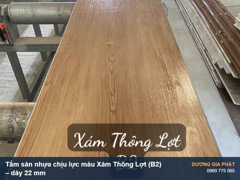 Sàn nhựa chịu lực màu Xám Thông Lợt B2 dày 22 mm